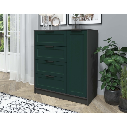 Тумба Тренд КТ-Т90 (Антрацит ЛДСП/ Изумруд ЛМДФ) Ш900 В1020 Г451